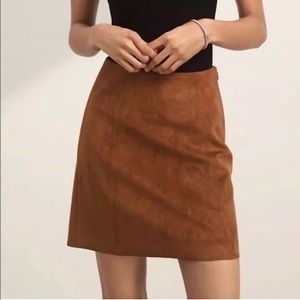Babaton Modern Mini Skirt, Brown Suede